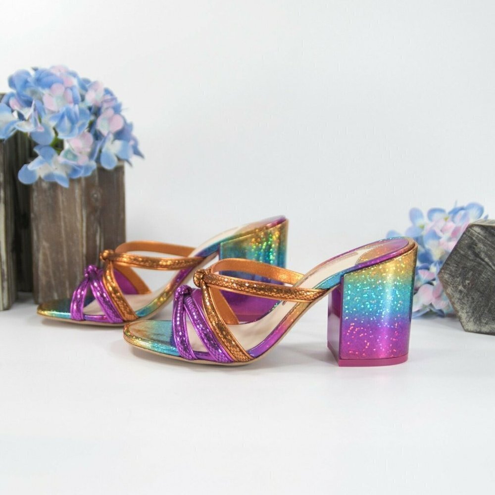 Sophia Webster Freya Rainbow Leather Mid Mules - Picture 4 of 8